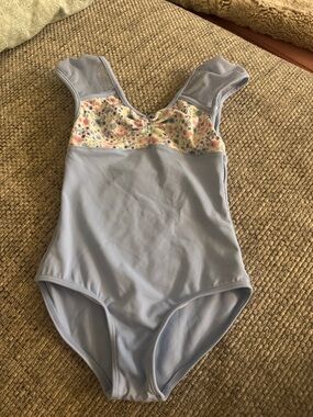 Mirella Size 4/6 Light Blue w/Floral Bust Leotard